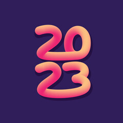 Happy New Year 2023 3D Fluid Lettering Modern Background for Banner, Poster Postcard, Greeting cards, Invitations, Flyer, Sticker, Calendar, Layout, Diary