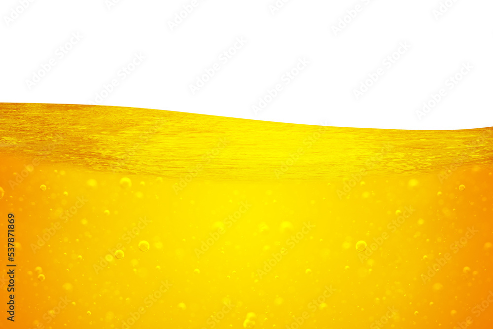 Wall mural Golden wave and oily liquid isolated. Oil background. Liquid flows yellow, for project, oil, honey, beer 