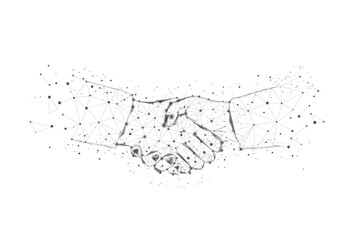 Handshake. Black and white polygonal illustration. Isolated - 537873079