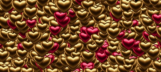 gold and pink hearts abstract background 