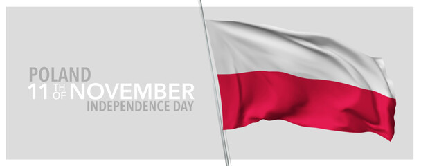 Poland happy independence day greeting card, banner with template text vector illustration