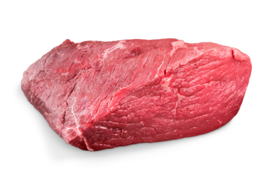 Close up of raw meat on white background with clipping path