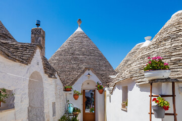 Trulli in Alberobello in Apulien in der Basilikata in Süditalien