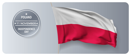 Poland independence day vector banner, greeting card.