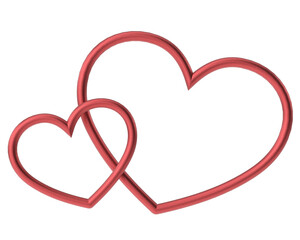 Couple heart. 3D heart line art. Valentine card decoration.