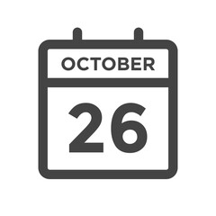 October 26 Calendar Day or Calender Date for Deadlines or Appointment