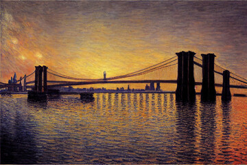 Brooklyn Bridge famous art work painting bridge Newyork