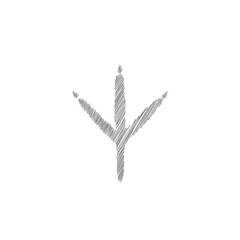 Chicken trail grey sketch vector icon. Flat design