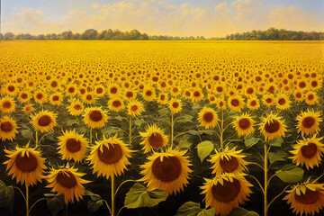 Modern art Sunflower field famous artwork