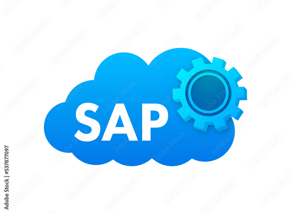 Poster sap business process automation software. cloud software. vector stock illustration.