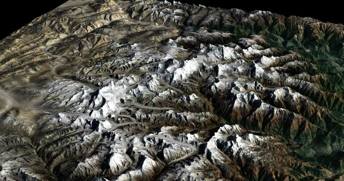 Everest map rotate 360 loop ccw with 3d relief 4K satellite ground height