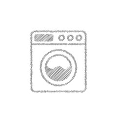Washing machine grey sketch vector icon. Electric appliances sign