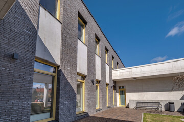 modern gray walls office building with scandinavian style columns