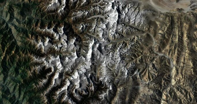 Everest east to west map with 3d relief 4K satellite ground top height