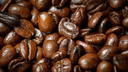 Coffee bean roasted on black background