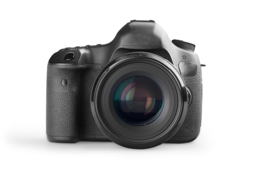 DSLR camera isolated on white background
