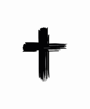 recommend clip art: black brush christian cross icon stock vector