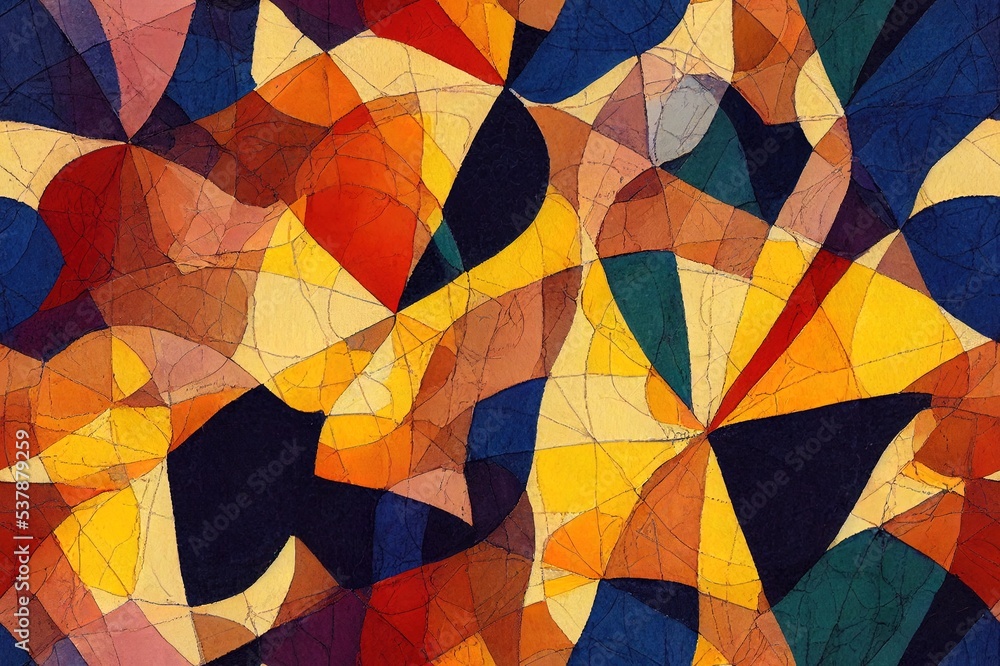 Poster patchwork seamless pattern on watercolor background