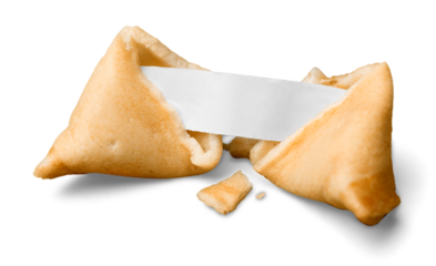 Broken Fortune Cookie with Blank Piece of Paper