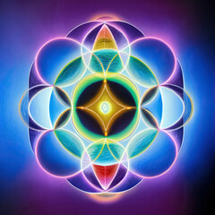 Abstract design of chakra, astral, spiritual energy field. Chakra mandala flower. 3D illustration.