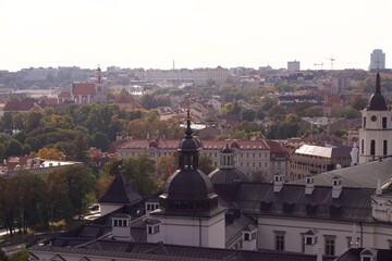 Walk around the city of Vilnius, Lithuania. Historical buildings of the city..