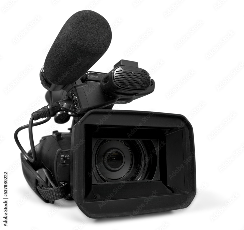 Wall mural professional video camera on white background