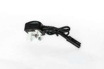 AC power plug cord with socket and converter uk 250V. Black uk ac power plug