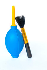 Cleaning tools for various purposes isolated on a white background
