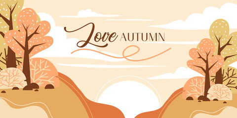 cartoon vector flat background autumn