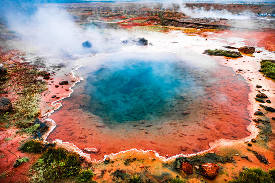 colorful geyser, Iceland