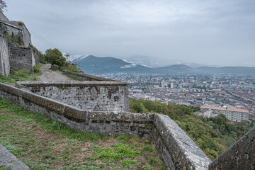 Fototapeta premium Fort de La Bastille with Grenoble in the background below, France