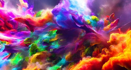 Obraz na płótnie Canvas Illustration of Landscape with Colourful Clouds