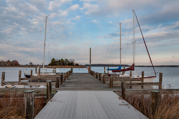 Obraz premium Chesapeake Bay Sunset, Maryland USA, Oxford, Maryland