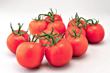 Tomato isolate. Tomato on white background. Tomatoes top view, side view.