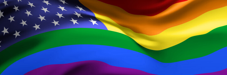 Pride rainbow flag. International symbol of USA LGBTQ community
