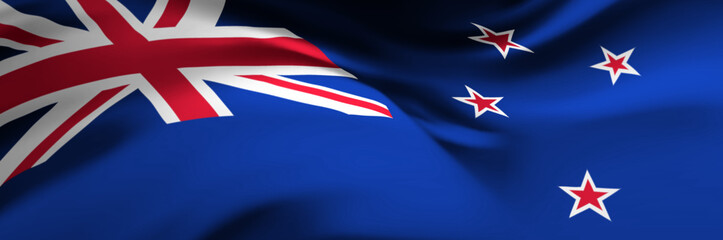 National flag of New Zealand. Country official symbol. Vector banner