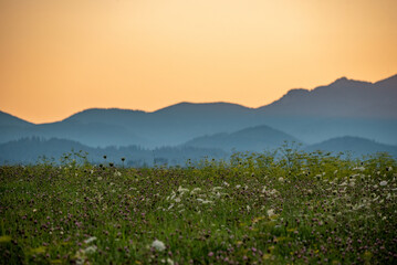 sunset in the mountains