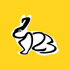 Rabbit in the form of 2023. 2023 symbol design. Year of the Rabbit creative minimalist design. Happy new year. vector