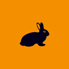 Rabbit vector on orange background. Rabbit minimalist design. Happy New Year 2023. vector eps10