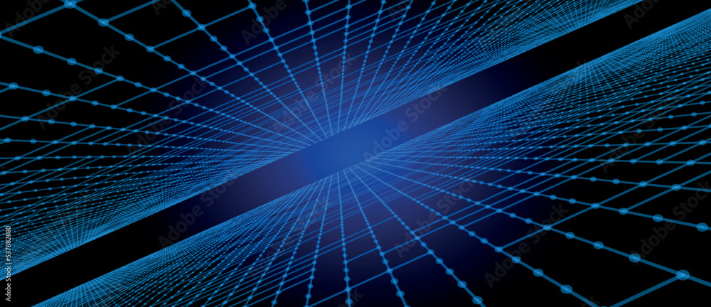 Poster digital technology background. big data visualization. dynamic field of glowing particles. abstract 
