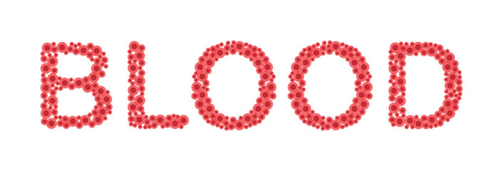blood word with blood cells. Vector illustration.  