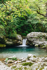 Fototapeta premium Landscape of Kouiassa waterfall at Tzoumerka mountains in Epirus, Greece