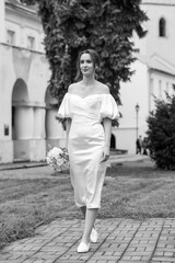 Elegance bride with wedding bouquet