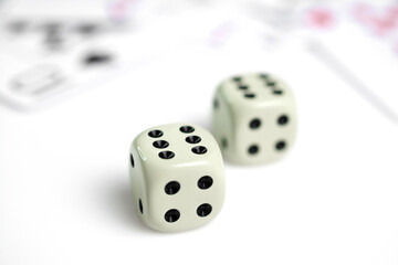 Close-up of dice isolated on white background 
