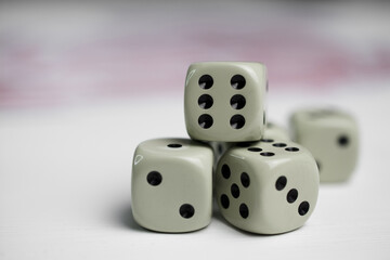 Close-up of dice isolated on white background 