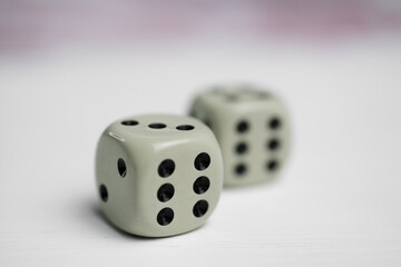 Close-up of dice isolated on white background 
