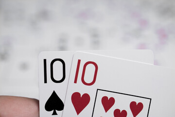 two tens playing cards in close-up