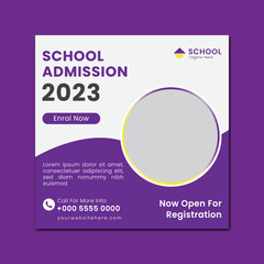 School admission social media post banner template. Back to School Square flyer design Template. Editable Post Template Social Media Banners Vector