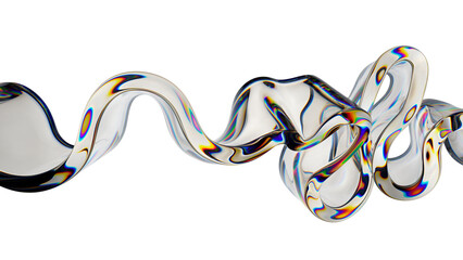 Wavy trendy glass abstract shapes. 3d illustration paper style