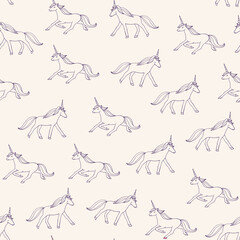 Unicorns animals vector seamless pattern.